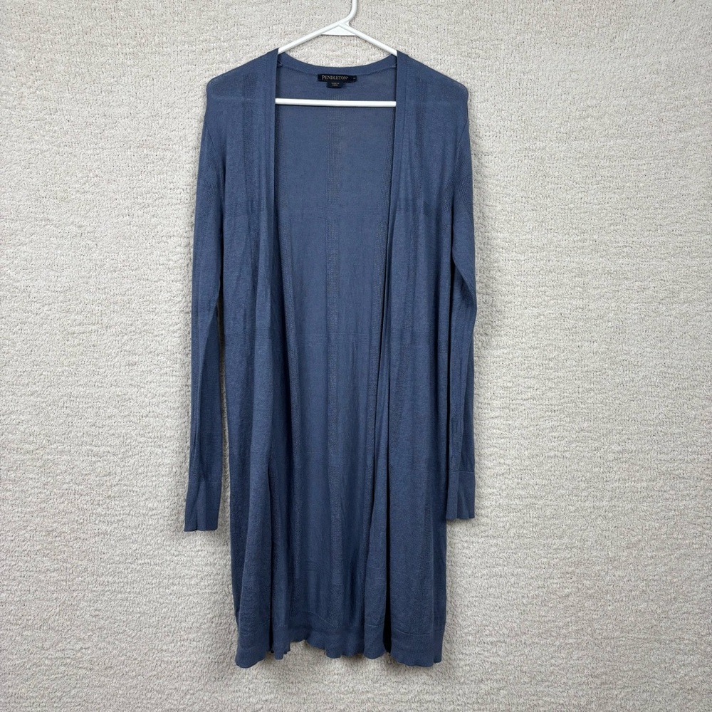 Pendleton Cardigan Sweater Womens Med Blue Silk Wool Cashmere‎ Blend Lightweight